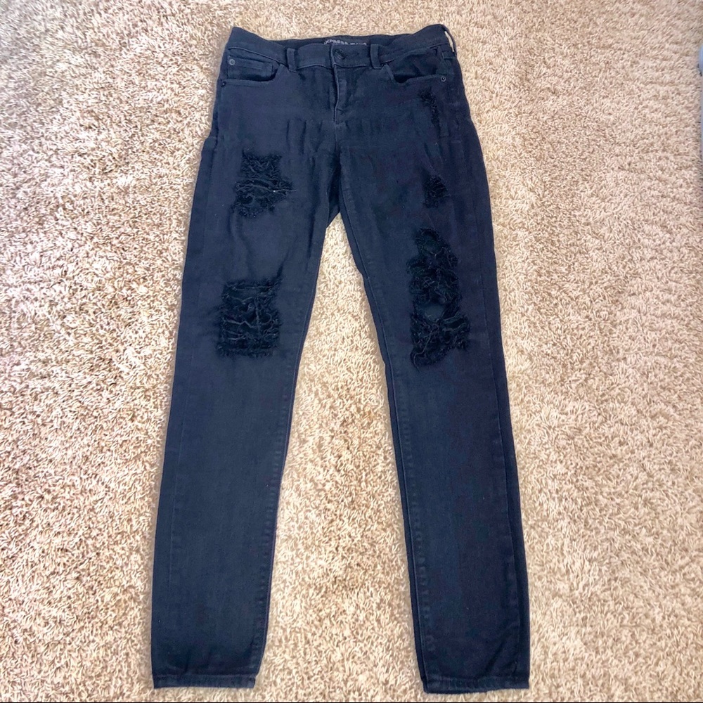 Express Distressed Black Legging Jeans